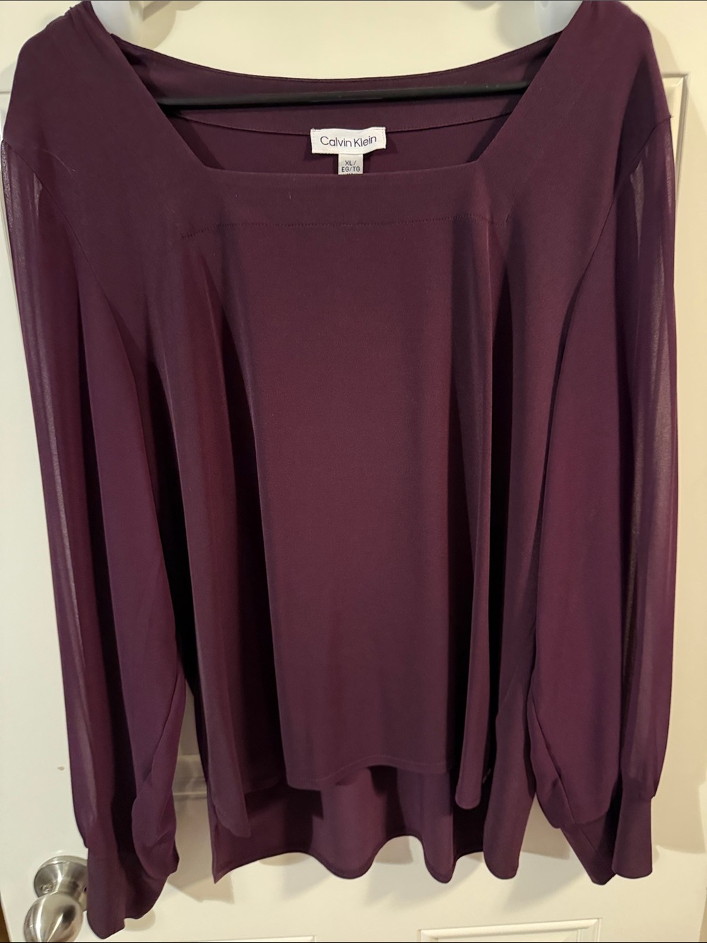 Calvin Klein Women's Deep Plum Square Neck Long-Sleeve Top